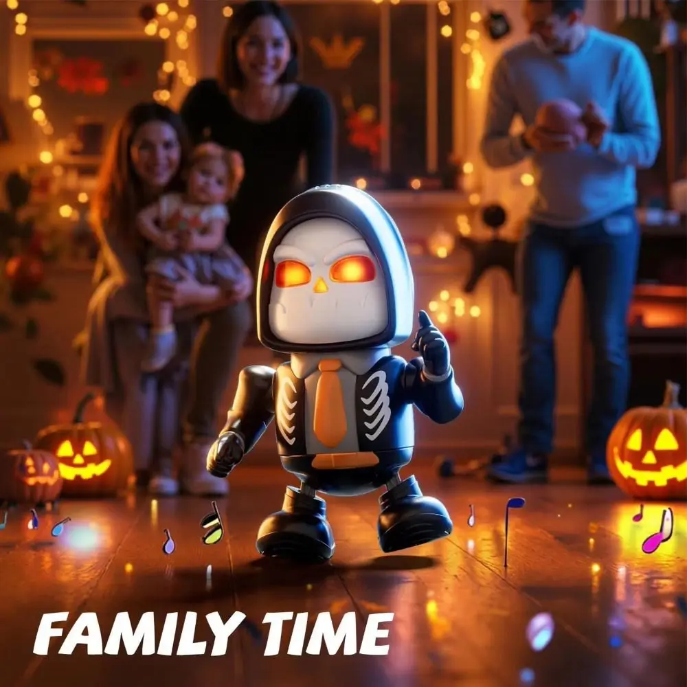 Plastic Halloween Dancing Robot Toy Light with Sound 3D Skeleton Dancing Toy Craft Decor Simulation