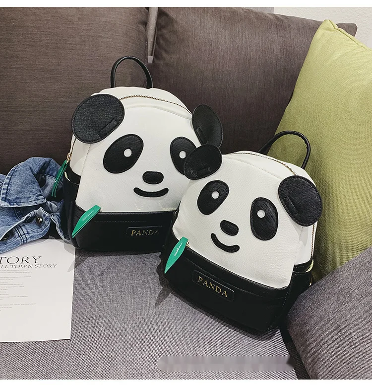 Rucsac Panda nou pentru grădiniță, rucsac cu desene animate Panda, frunze de bambus, drăguț PU, rucsac la modă_voghion.com