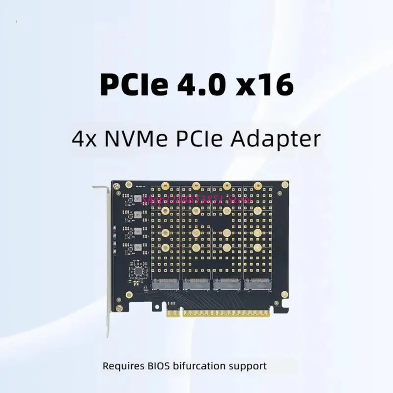 4 슬롯 M.2 스토리지 확장 카드 PCIe X16(독립 경로 및 냉각 솔루션 알루미늄 방열판 포함)