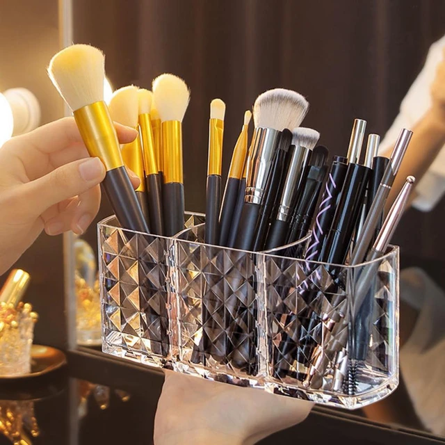 Beauty Tools Clear Make up Brush Holder Organizer Large 3 Cosmetic  Compartment