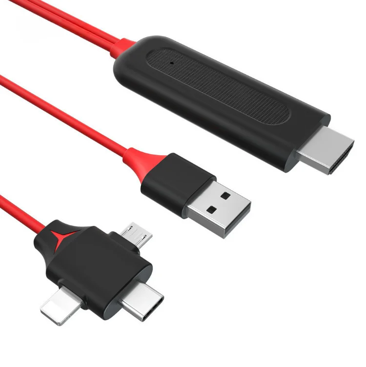 HDMI Converter Adapter 3 IN 1 Converter Adapter Mirror Cast MHL Cable Micro USB Type C To HDMI-for IPhone IPad Android Phone TV Projector Converter New