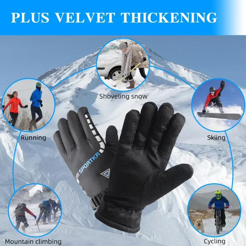 Winter Cycling Gloves Men Outdoor Waterproof Skiing Riding Hiking Motorcycle Warm Mitten Gloves Unisex Thermal Sport Gloves 6