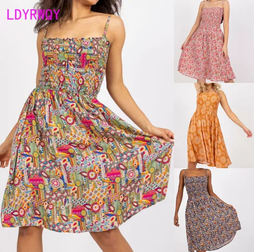 

European and American style new printed camisole dress