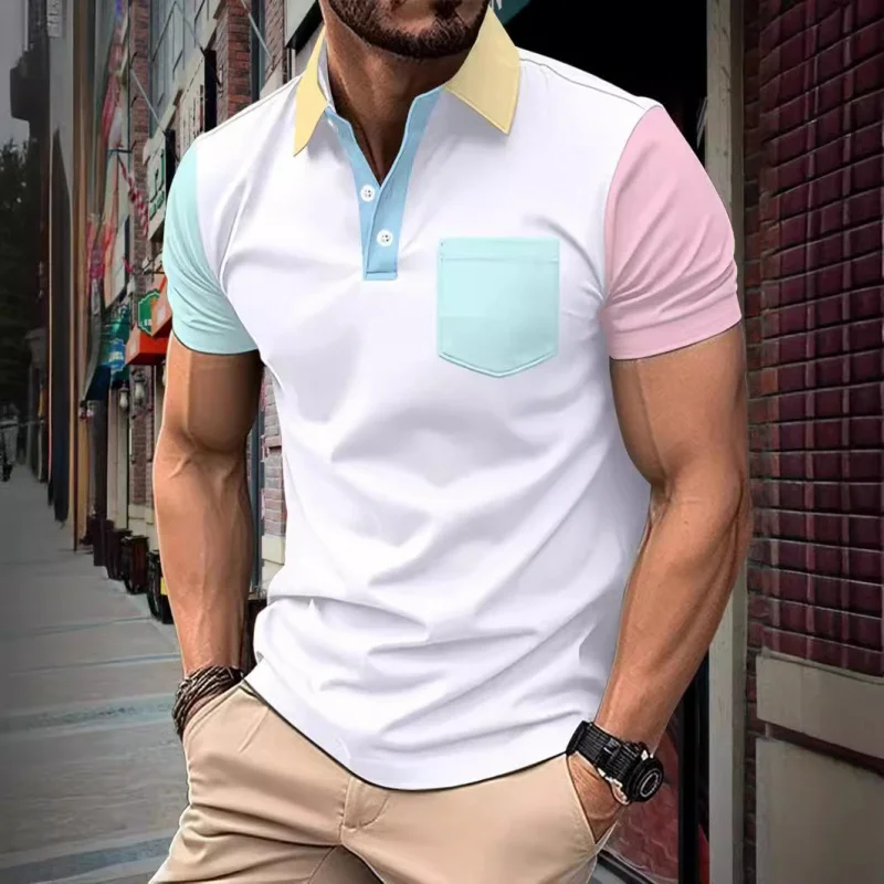 

GZMS-Men's Summer Short SleeveTT-shirt2024New Casual Polo CollarpoloShirt Men's Fashion All-Matching Trendy Tops MenT
