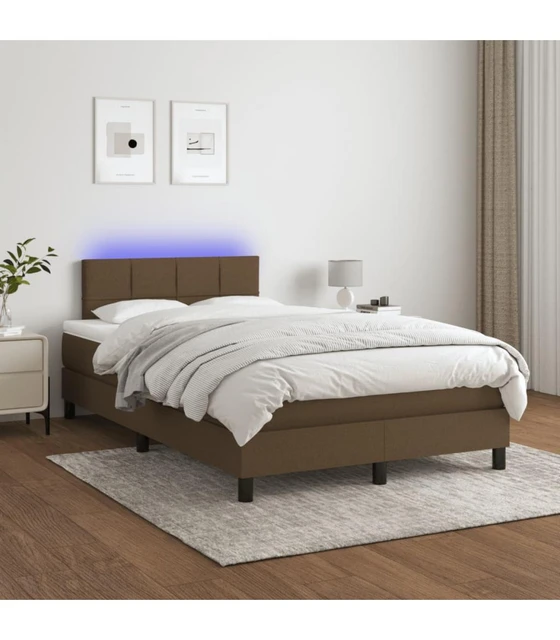 Camas y somieres Cama box spring con colchón y LED tela marrón oscuro  120x200 cm - AliExpress