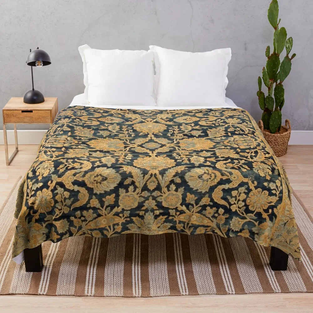 

Antique Persian Kirman Rug Print Throw Blanket Hair Nap for winter Softest Blankets