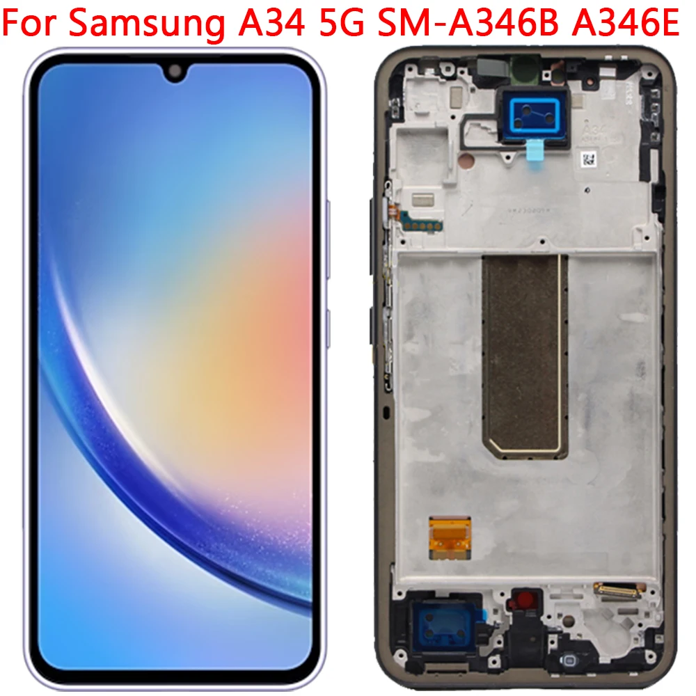 

6.6" SM-A346E LCD Screen For Samsung A34 5G A346B A346M Display LCD Touch Screen Digitizer Panel With Frame Parts