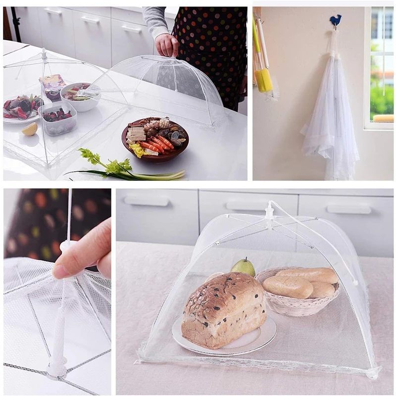 Food Cover Kitchen Utensils Kitchen Supplies 4-1PC Food Covers Mesh Foldable Kitchen Anti Fly Mosquito Tent Dome Net Umbrella Picnic Protect Dish Cover Kitchen Accessories