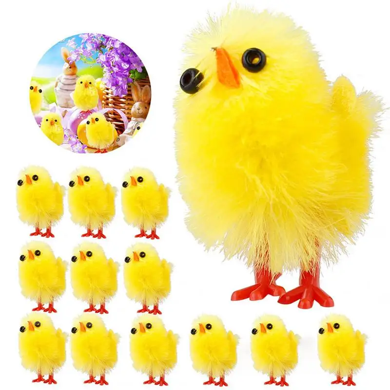 

60 Pieces Per Set Mini Easter Chicks Yellow Easter Decoration Toy Chick Figurine Simulation Miniature Chicken Garden Ornament