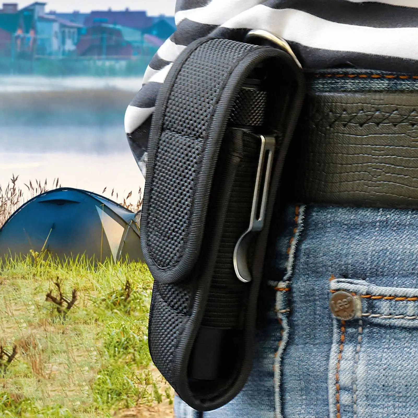 Flashlight Holder LED Torch Carry Pouch LED Torch Nylon Protective Cover for Hunting Camping Outdoor Hiking