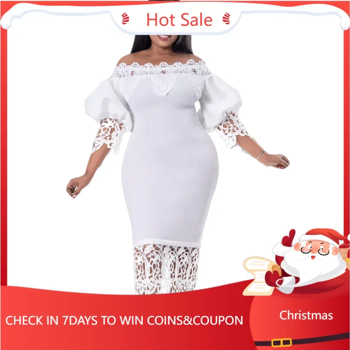 

Women's Dresses Spring Summer New Round-neck Large Women's New Fashion Style Lace Splice One Line Neck Female Maxi Dress