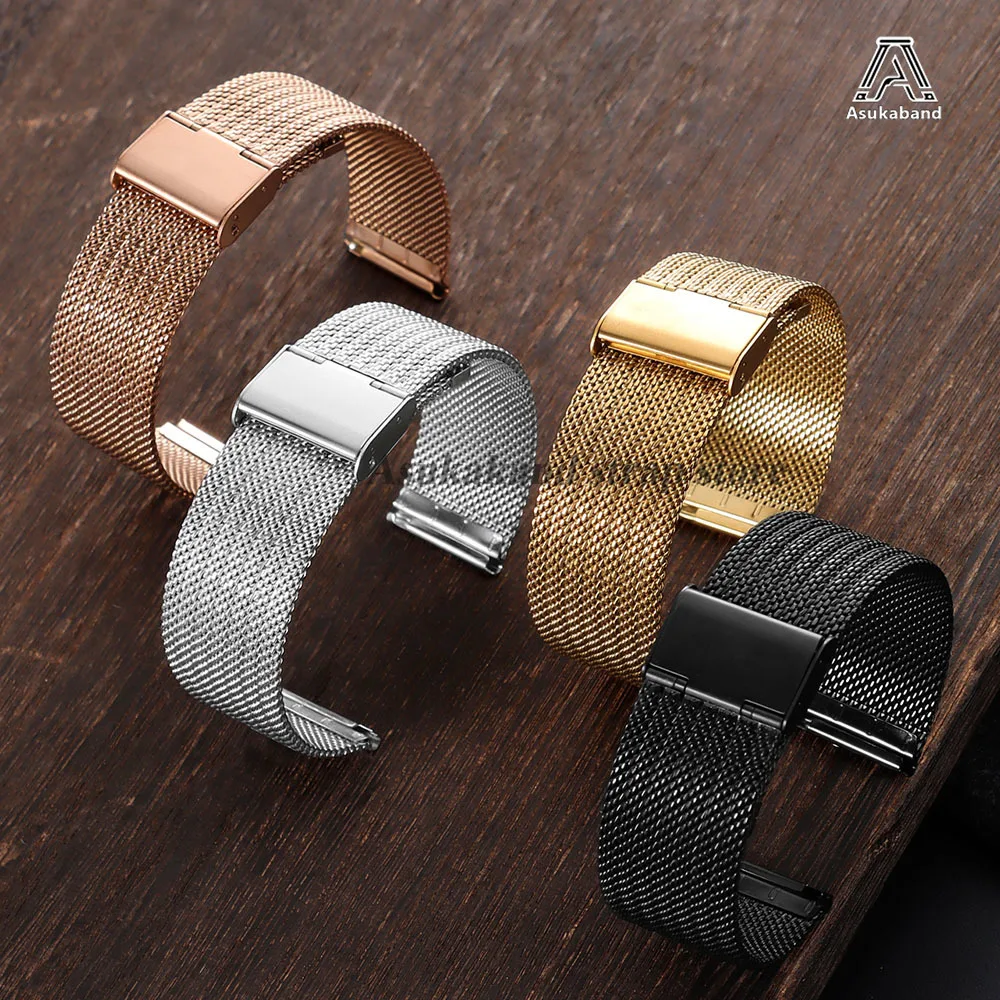 Elegant Milanese Stainless Steel Mesh Strap Bracelet - Universal Fit, Quick Release