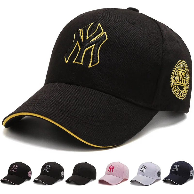 Four Seasons HatsMen Trendy Black Retro brooklyn Letter Embroidery Baseball Cotton Adjustable Casual Hat Hip Hop Sun Hats