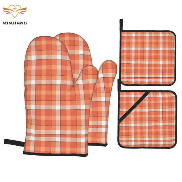 Oven Mitts and Pot Holders Set - Red Color Scottish Kitchen Mittens with  Potholders Surface for Baking Cooking BBQ - AliExpress