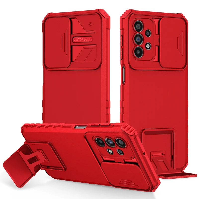 Premium Armor Shockproof Phone Case with Lens Protection & Stand Holder