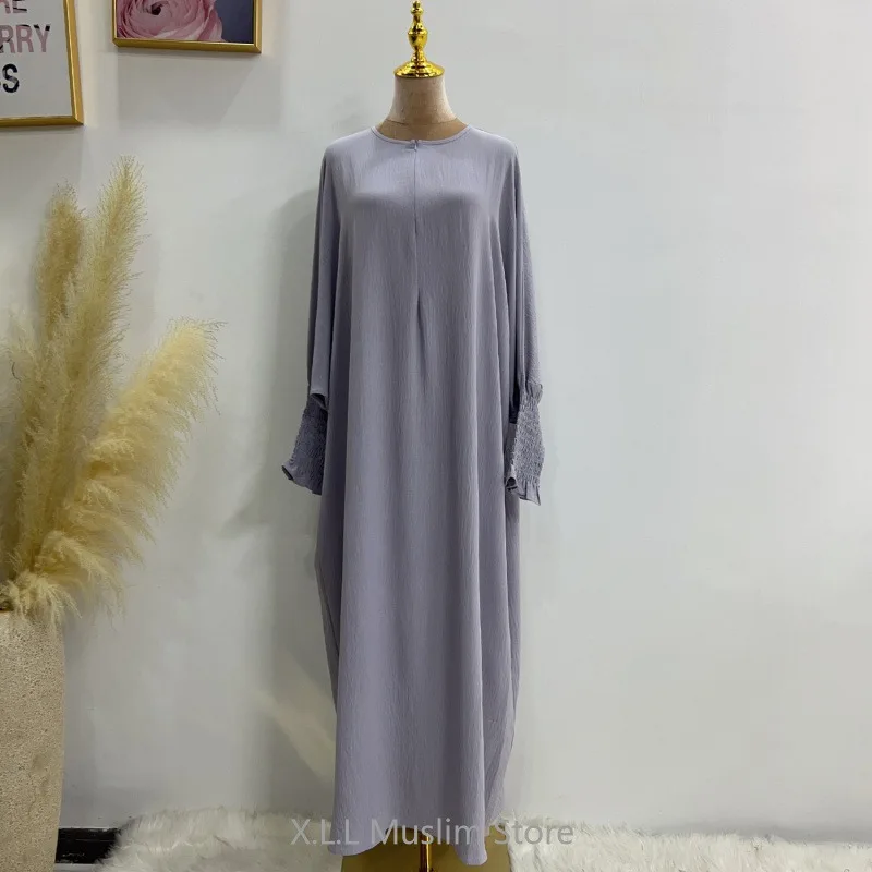 Prayer Clothes Abayas Wrinkle Soft Crepe Women Clothes Dubai Kaftans Turkey Islam Kebaya Robe Caftan Marocain Female Loose Dress