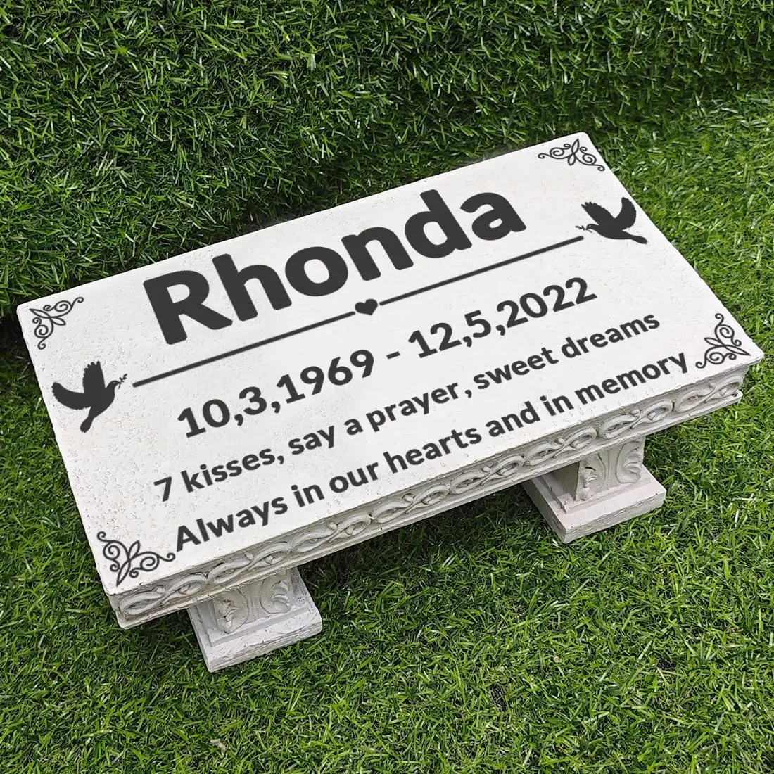 

Personalized Bench Pet Memorial Garden Stone Plaque with Colorful Photo, Dog Grave Marker Dog Tombstone Cat Headstone Q