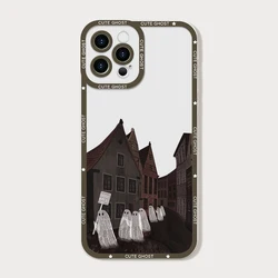 Funda de teléfono blanda clara con adorable fantasma de dibujos animados