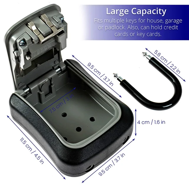 Wall Mount Key Lock Box with 4-Digit Combination, Resettable Code Outdoor Waterproof Lockbox for House Keys and Spare Keys ﻿ 5