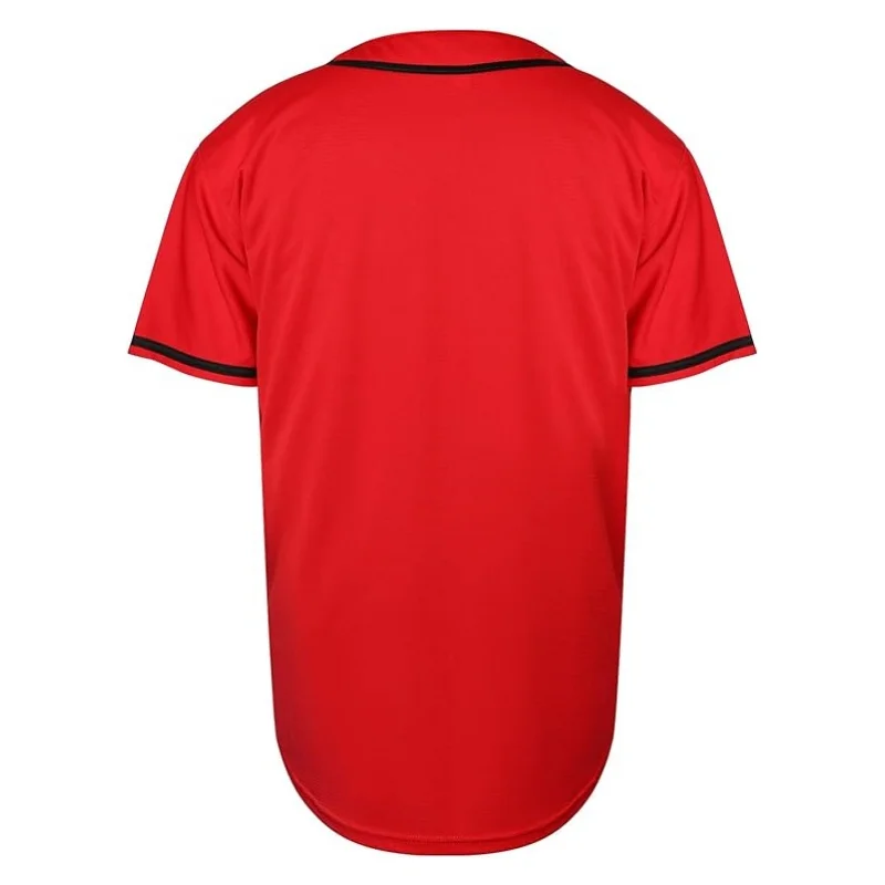 Mens Red Baseball Jersey Sports Blank Short Sleeve Shirt Loose Baseball T-shirt for Men