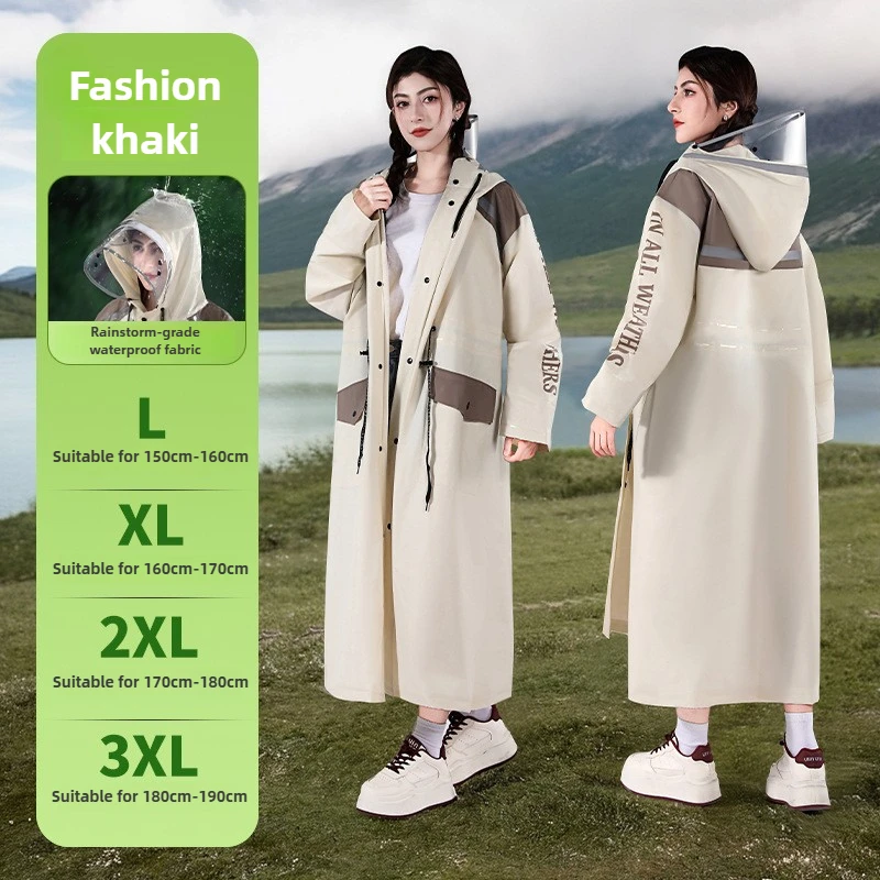 Women's Waist-Cinching Long Raincoat Poncho