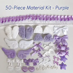 Pink Lace Ribbon DIY Craft Kit - Colorful Handmade Accessory Set for Creative Projects and Decor (Purple 50pcs)