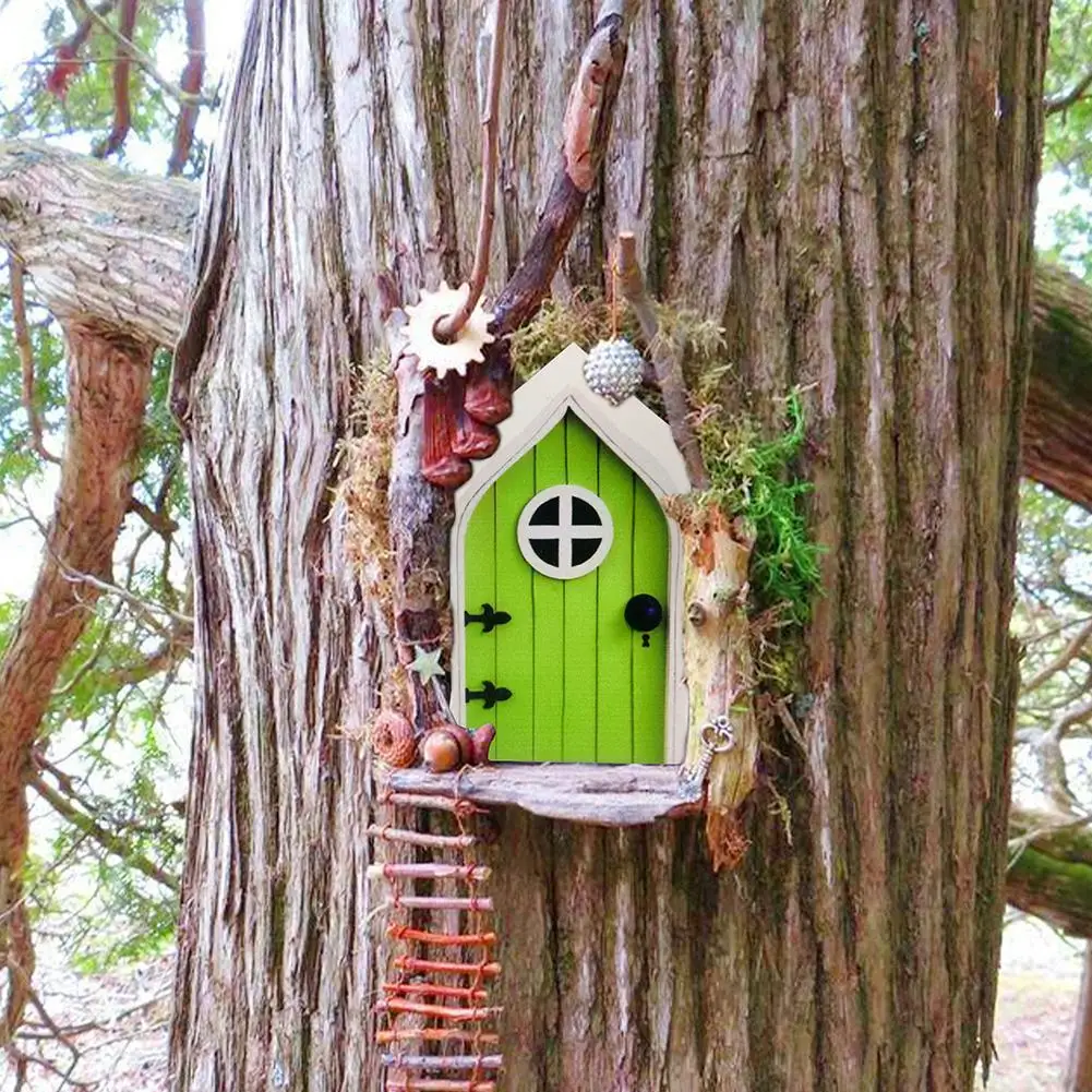 

6 PCS Wood Miniature Fairy Gnome Window Door Elf Home Creative Tree Door Home Children's Toys Garden Decoration Miniatures