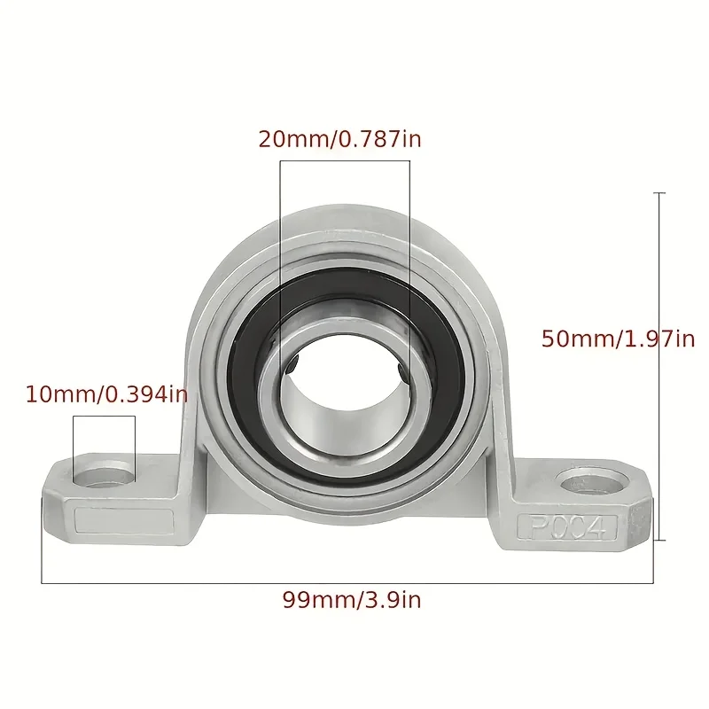 2개 아연 합금 볼 베어링 베이스 장착 브래킷 - 수직 베이스 - 하우징이 있는 베어링 - 20mm 보어