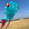 3D 10M Blue Goldfish Soft Kite with 200 Thread Wheels, Professional Outdoor Inflatable Beach Kites Easy To Fly and Tear Proof 2