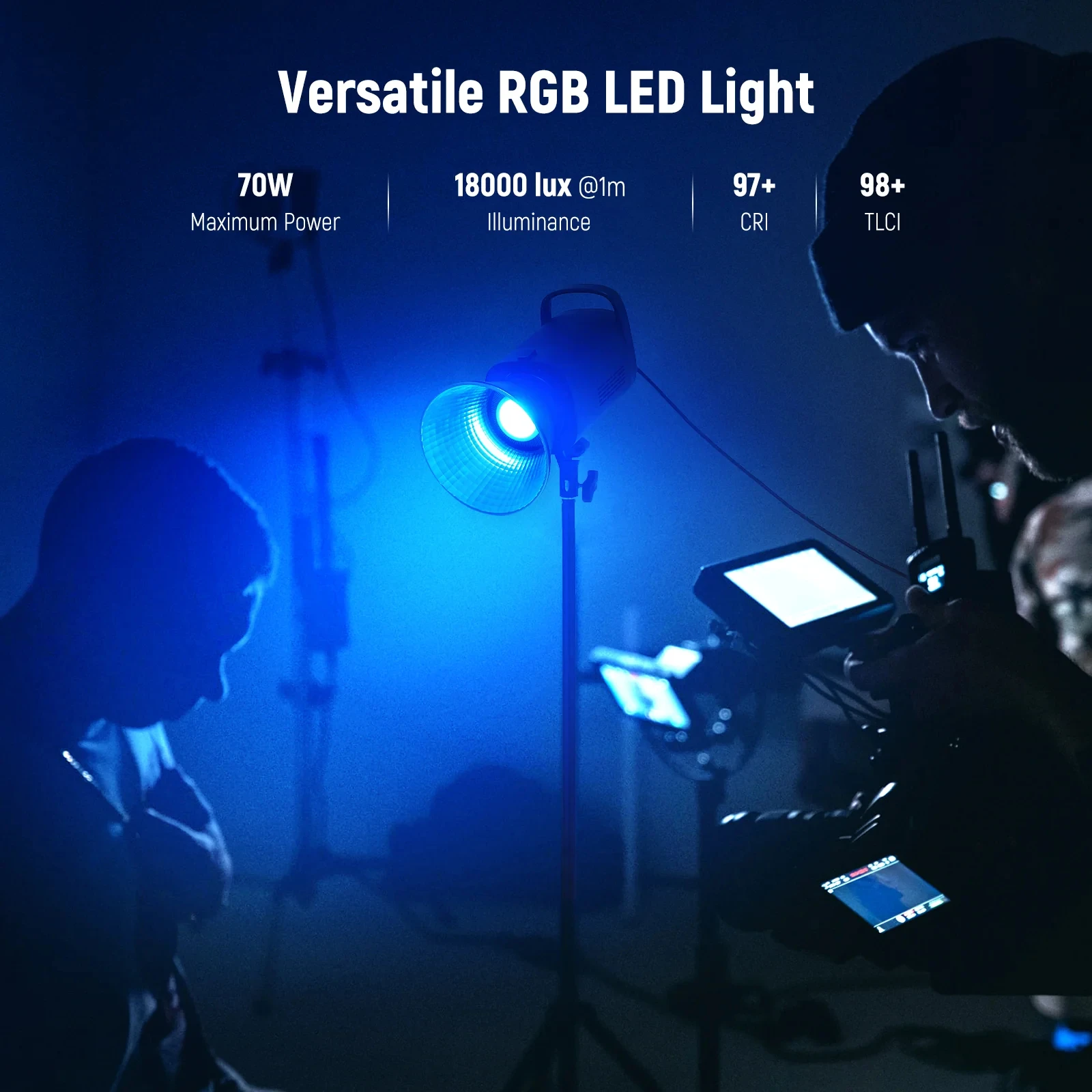 NEEWER CB60 LED COB 비디오 조명, 고출력 고휘도 전문 사진 조명, 비디오용 2700K-6500K CRI97 +, 70W