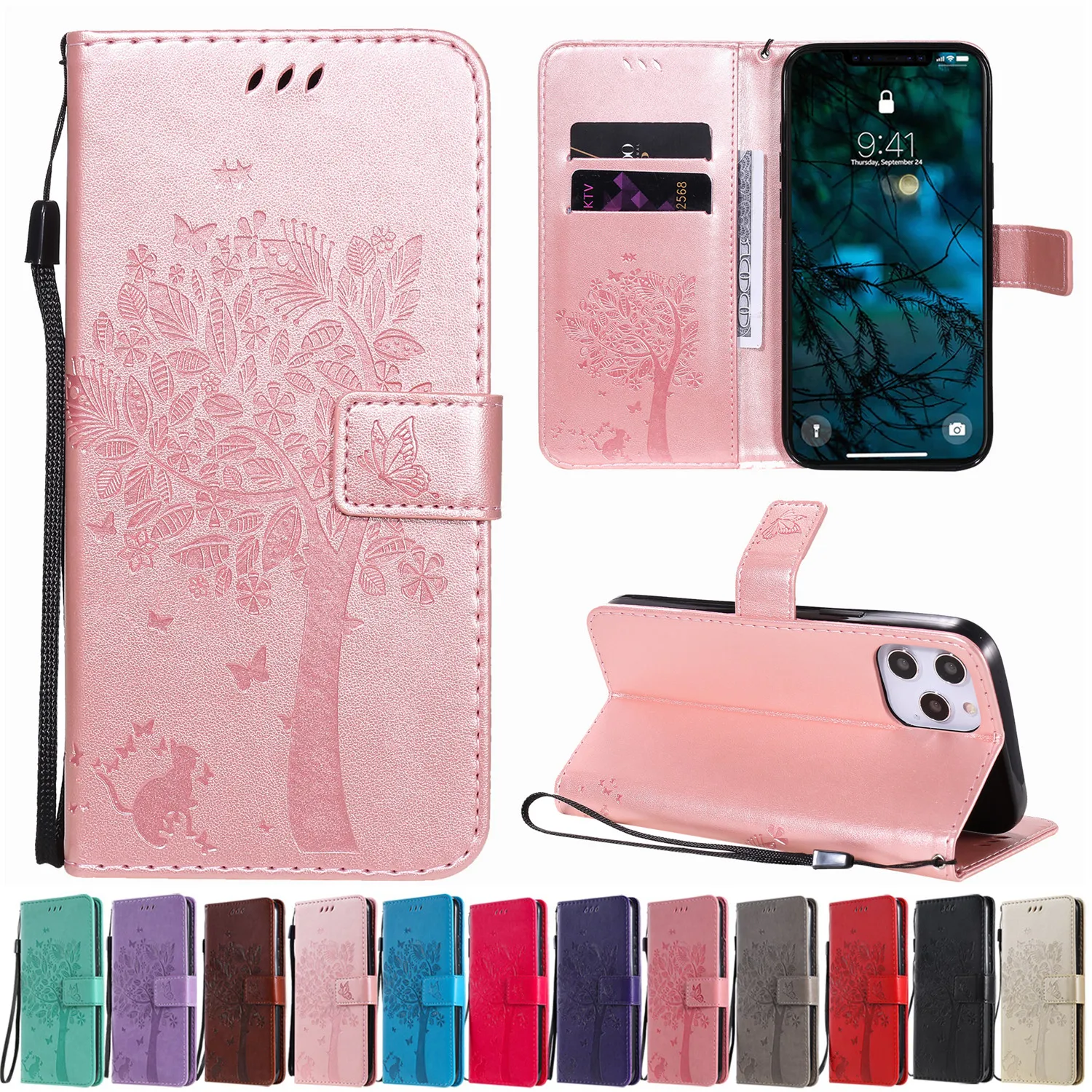 Luxury Leather Flip Case with Holder and Wallet Stand - Premium Phone Cover