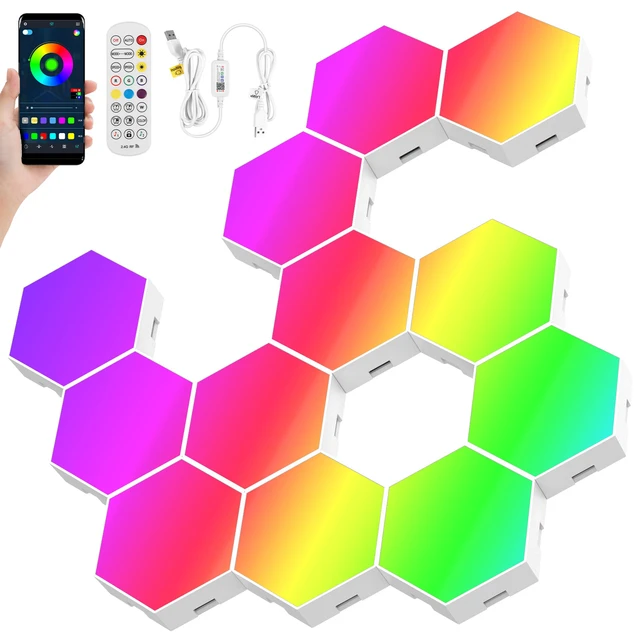 RGB Bluetooth LED Hexagon Light Gaming Setup Quantum Lamp APP Control  Nightlights Gaming Room Decoration Wall Lamp For Bedroom - AliExpress