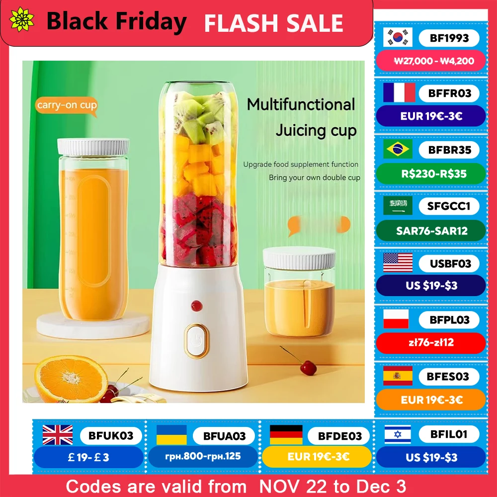 Portable Wireless Blender Electric Fruit Juicer Machine For Orange Ice Crushing 10 Blades Auxiliary Food Machine 1500mA Mixer