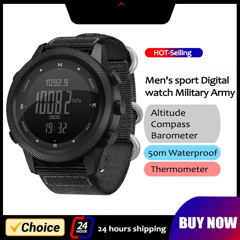 

New Smart Watch for Men Altimeter Barometer Thermometer Compass Military Digital Clock Outdoor Sport Waterproof 50m Smartwatch