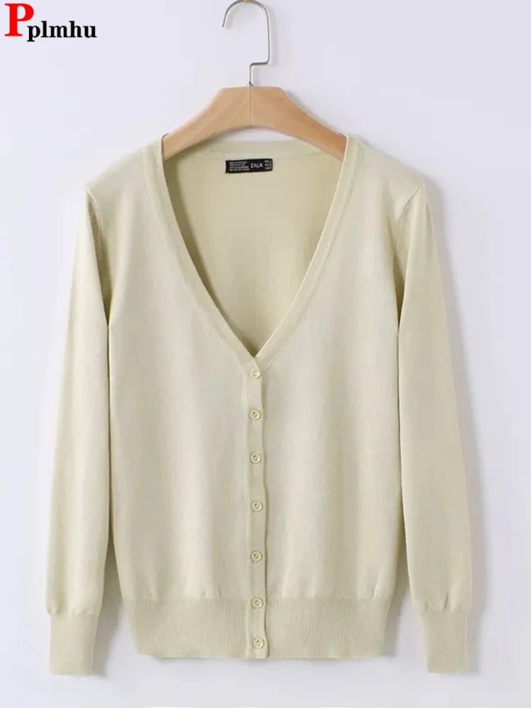 

Korean Slim Sueter Cardigan Casual Soft Knitwears Coat Spring Basic Sweater New Single Breasted Tops Casaco Trend Malhas Jackets