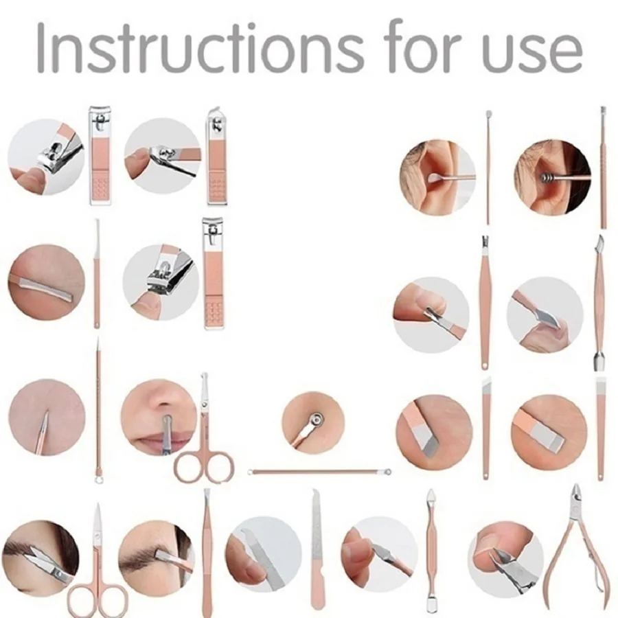 새로운 로즈 골드 & 블랙 손톱 가위 세트 손톱깎이 페디큐어 미용 손톱 도구