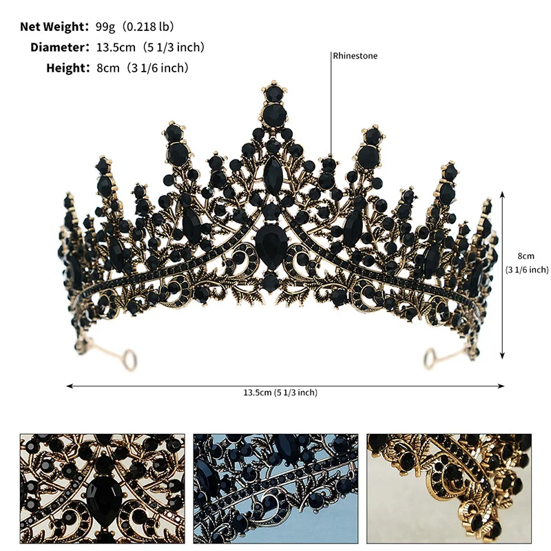 Corona Regina E Tiara Principessa Con Strass – Copricapo Elegante Per Sposa, Compleanno, Ballo E Cosplay, Argento - 3