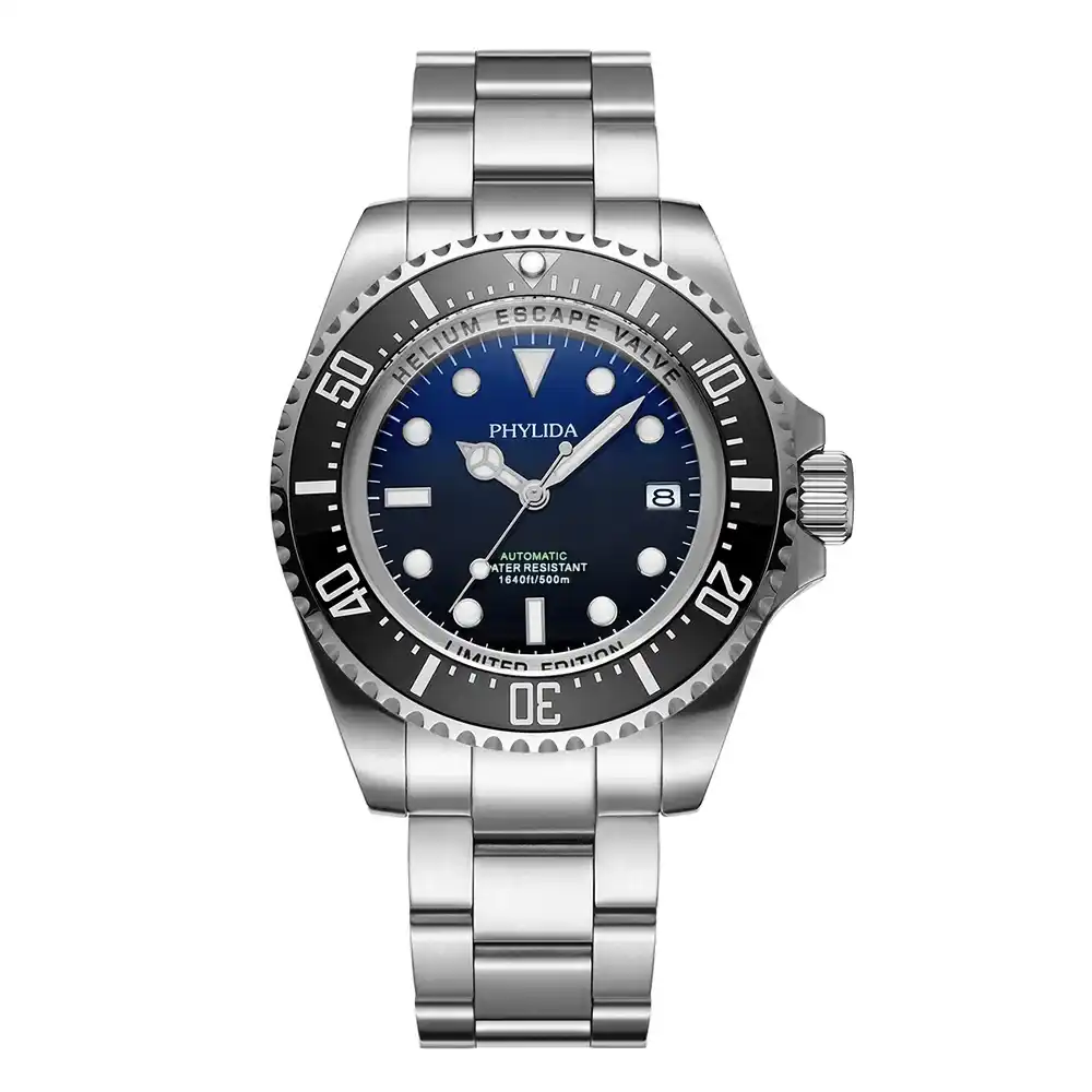 phylida 500m防水ダイバーズウォッチ PHYLIDA 500M 43.5mm Men's Diver Watch NH35 Automatic Sapphire