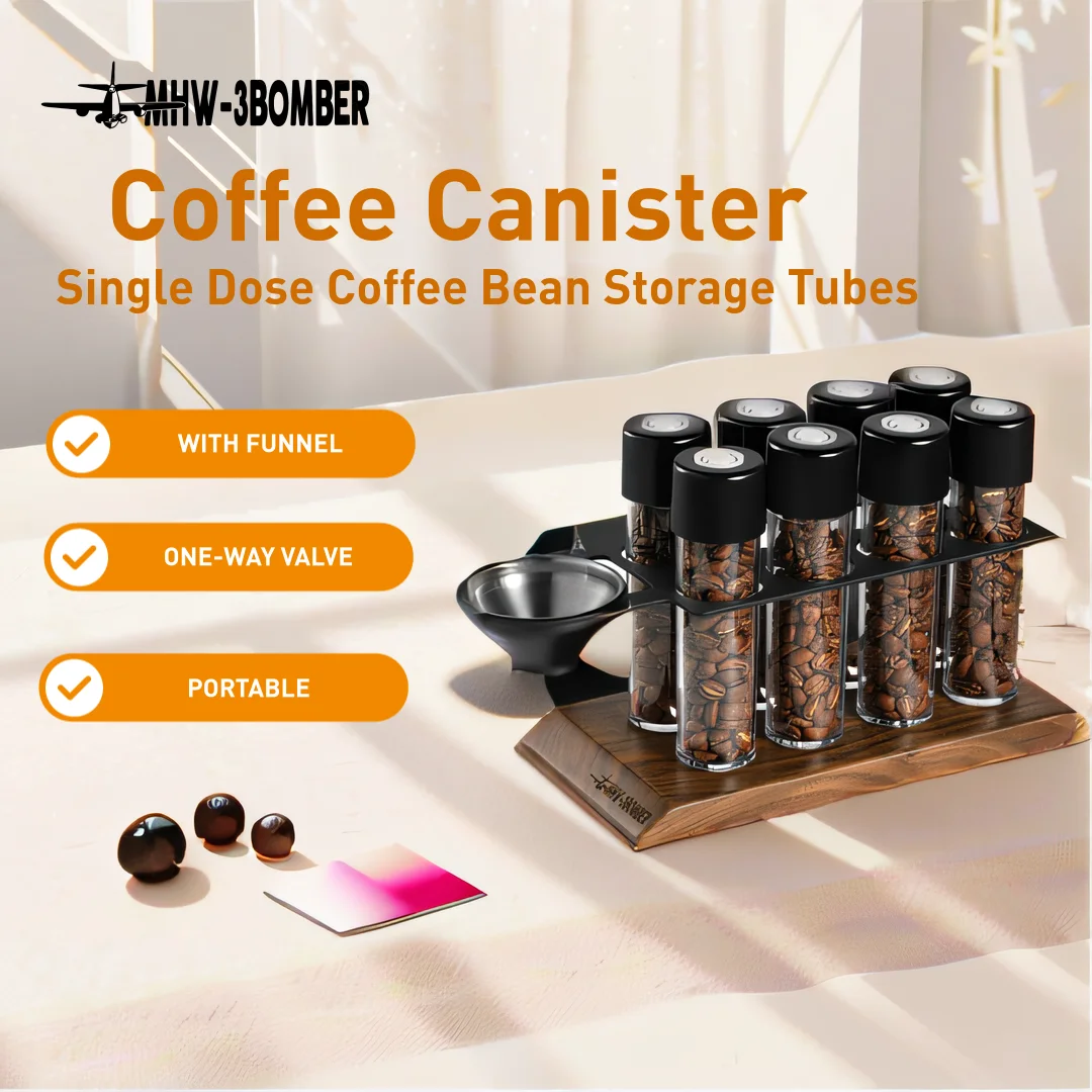 SingleDoseCoffeeBeanStorageTubeswithShelfFunnelCoffeeCanister