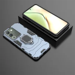 Enhanced Phone Case with Finger Ring Stand Holder and Protective Bumper for Vivo V30 Lite (Navy Blue)
