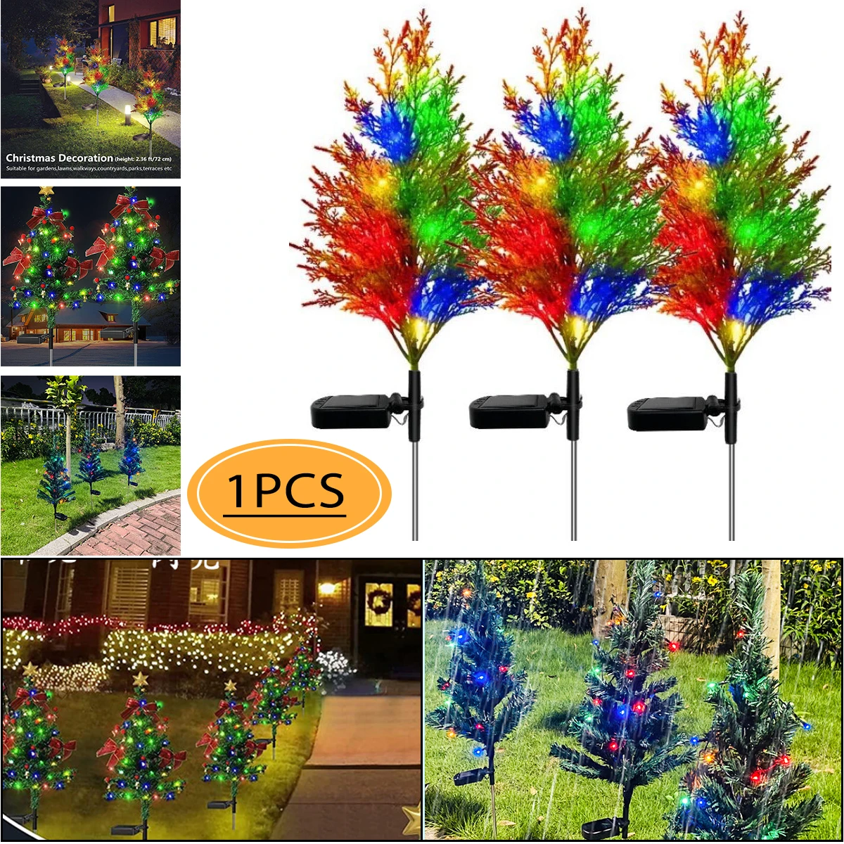 

Solar Christmas Decoration Tree Light Lawn Tree Light Source Color Red Yellow Blue Green Light Built-in Photosensitive System