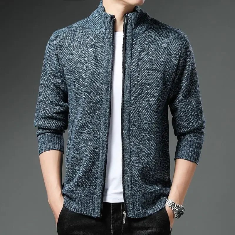 thumbnail image 1 of Cárdigan de punto con bolsillos para hombre, abrigos de manga larga, ropa popular coreana, suéter para hombre, corte holgado, ropa de calle original informal, 1 of 5