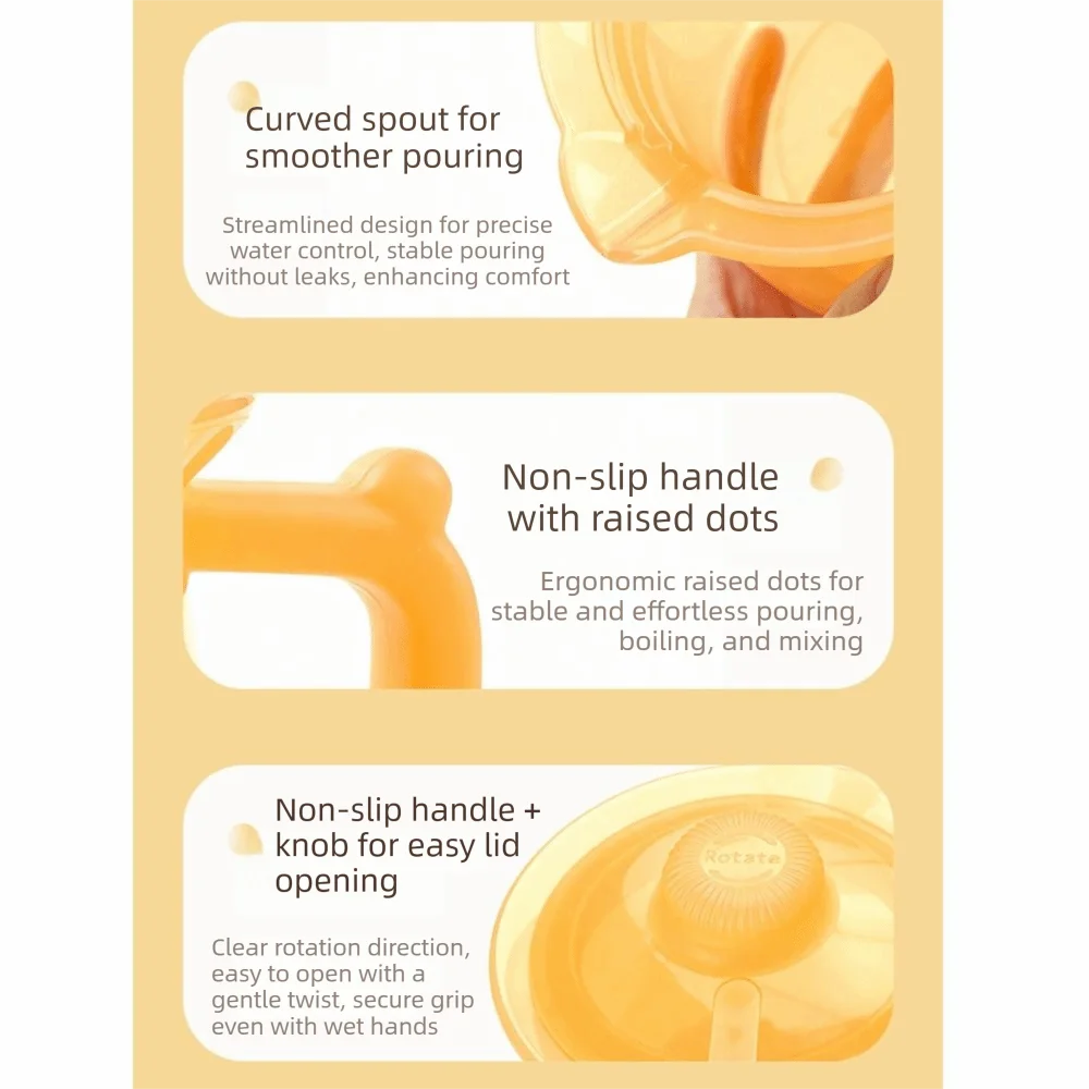 500ml Capacity Silicone Teapot Leakproof Ergonomic Handle Oil Dispenser Heat-resistant Portable Tea Kettle Juice Serving