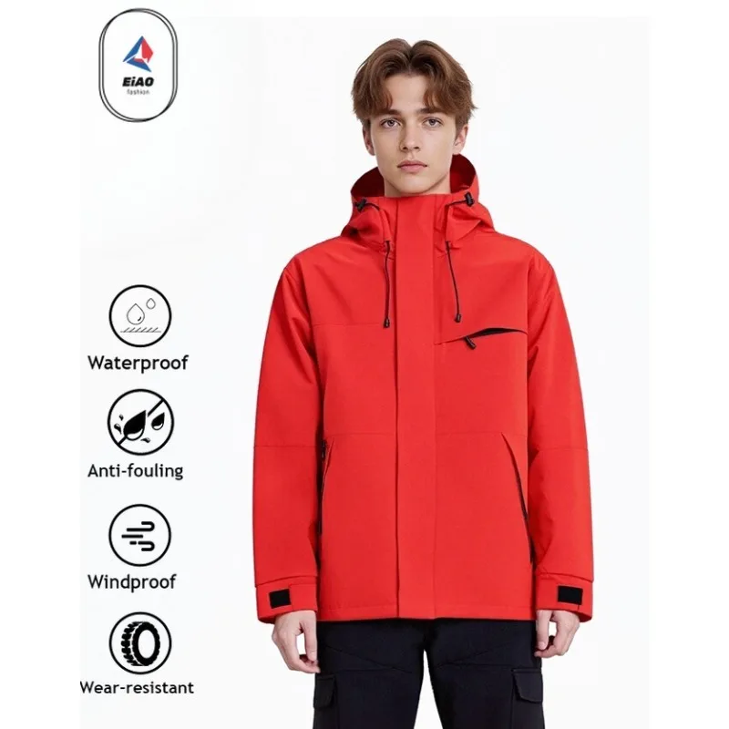 2025 New Autumn Winter Couple Windbreaker Detachable Lined Waterproof Windproof Hiking Jacket Outdoor Thermal Coat Warm Tech