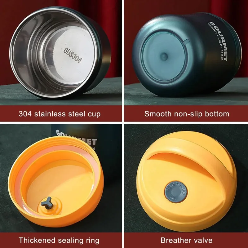 500ml Stainless Steel Soup Cup Lunch Bento Box Thermos  Leakproof Food Container Thermal Cup Vacuum Flasks Straw Can Be Inserted