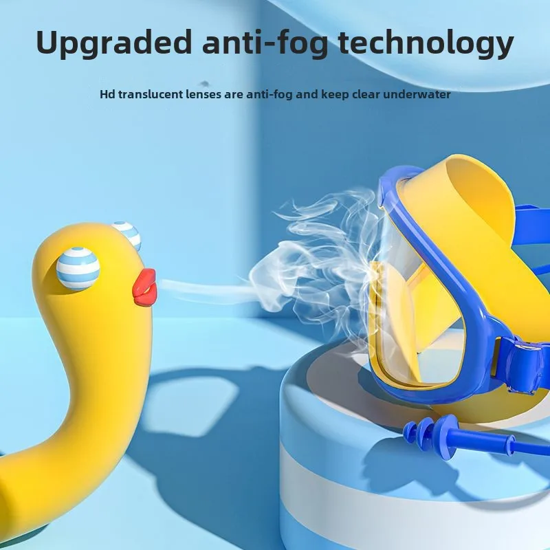 Summer high-definition anti fog and waterproof silicone earplugs with large frame for adult and children's swimming goggles