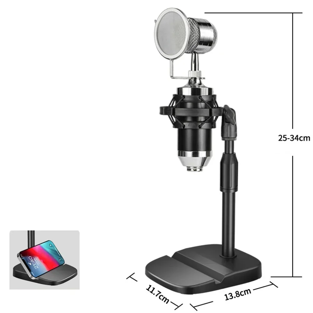 Microphone stand desktop tripod adjustable mic clip holder
