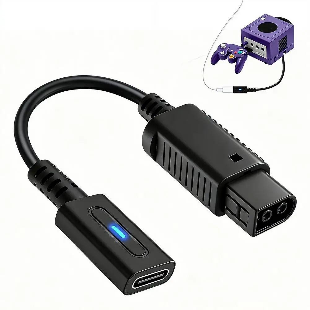 게임큐브 전원 변환용 USB C 전원 공급 코드(파란색 LED 표시등 포함) 12cm 타입 C 36W PD 충전 케이블