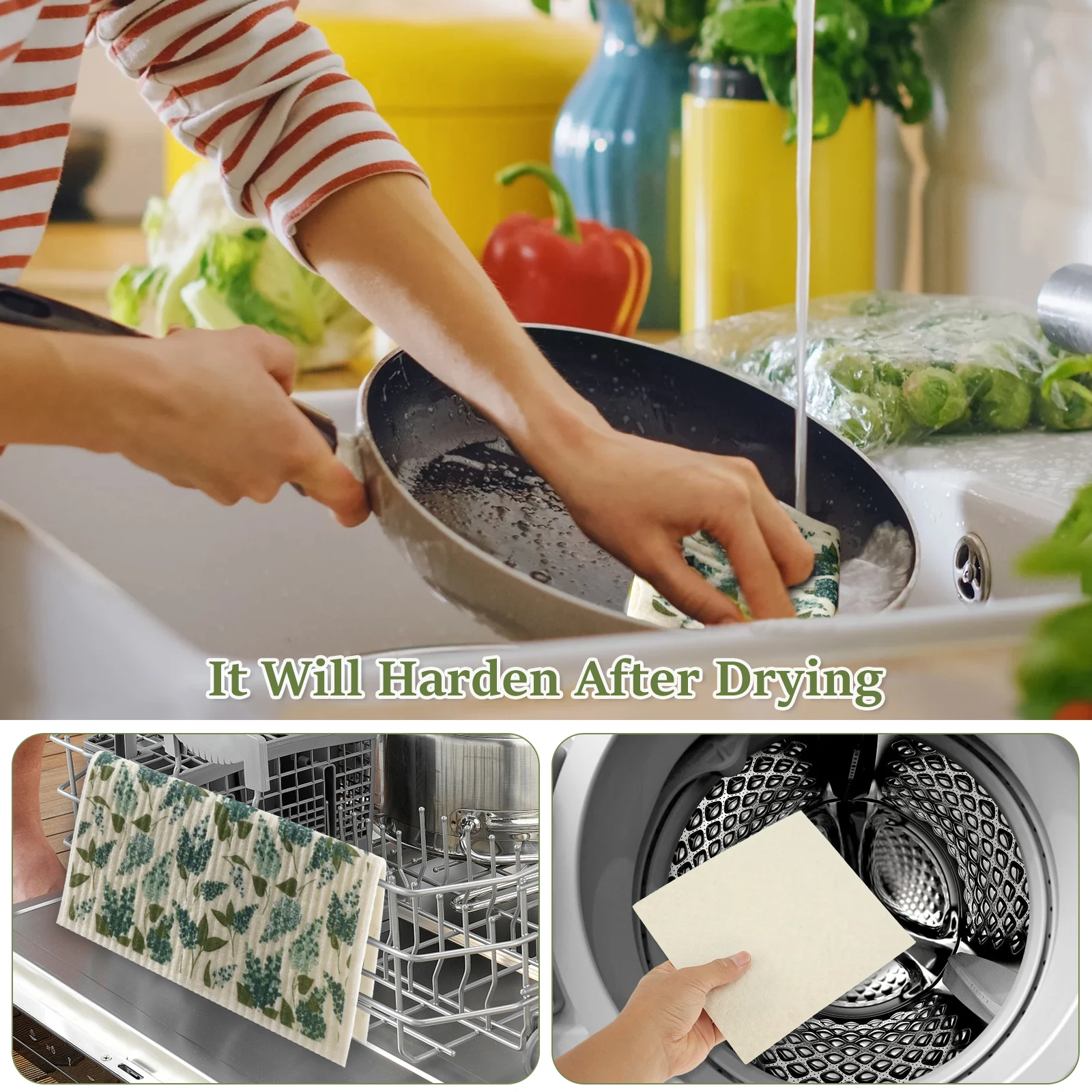 Swedish Dishcloths Soft Cellulose Sponge Cloths Environmentally Friendly Cleaning Wipes Absorbent Kitchen Counter Rags for Wash