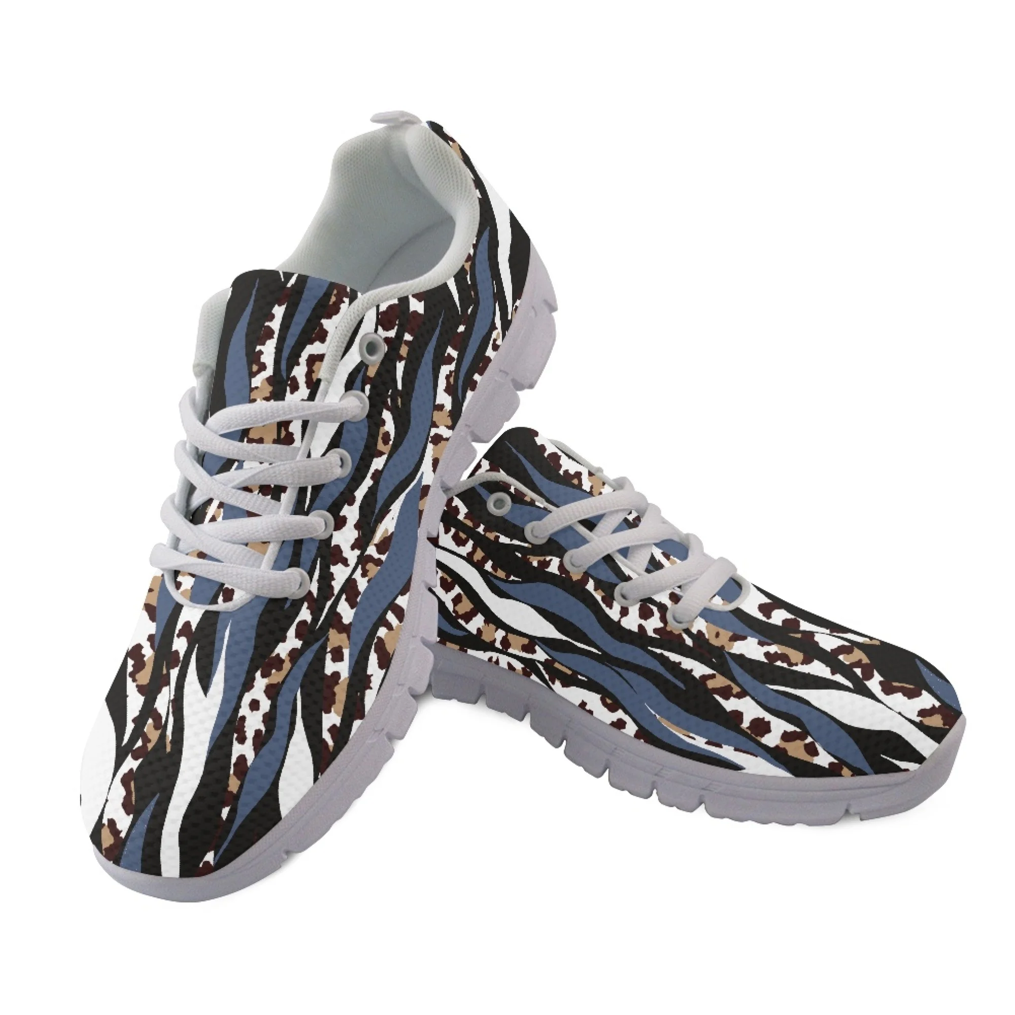 

Yikeluo Women's Shoes Loafers Lace Up Sport Sneaker Healthcare Leopard Print Design Casual Flats Shoes Leisure Zapatillas Mujer
